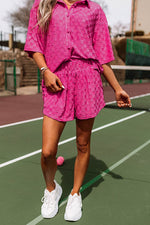 Load image into Gallery viewer, Peach Blossom Plus Size Checkered Terry Knit Short 2pcs Outfit - Fashion Queen - 3