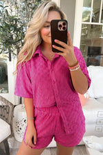 Load image into Gallery viewer, Peach Blossom Plus Size Checkered Terry Knit Short 2pcs Outfit - Fashion Queen - 5