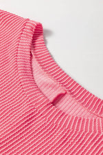 Load image into Gallery viewer, Peach Blossom Plus Size Ribbed Textured Long Sleeve T Shirt - Fashion Queen - 12