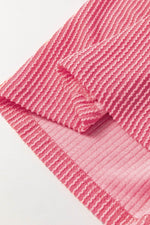 Load image into Gallery viewer, Peach Blossom Plus Size Ribbed Textured Long Sleeve T Shirt - Fashion Queen - 14