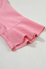 Load image into Gallery viewer, Peach Blossom Ruffled Half Sleeve V Neck Textured Top - Fashion Queen - 12