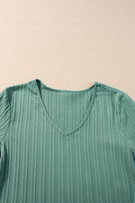 Load image into Gallery viewer, Peach Blossom Ruffled Half Sleeve V Neck Textured Top - Fashion Queen - 21