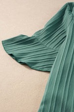 Load image into Gallery viewer, Peach Blossom Ruffled Half Sleeve V Neck Textured Top - Fashion Queen - 22