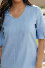 Load image into Gallery viewer, Peach Blossom Ruffled Half Sleeve V Neck Textured Top - Fashion Queen - 29