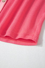 Load image into Gallery viewer, Peach Blossom Two Tone Contrast Waffle Knit Buttoned Loose Shacket - Fashion Queen - 10