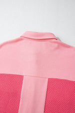 Load image into Gallery viewer, Peach Blossom Two Tone Contrast Waffle Knit Buttoned Loose Shacket - Fashion Queen - 11