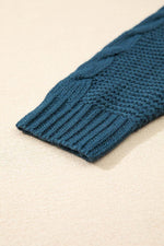 Load image into Gallery viewer, Peacock Blue Cable Knit Button Front Pocketed Baggy Cardigan - Fashion Queen - 6