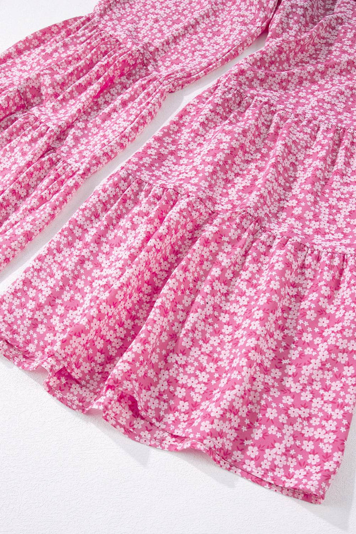 Phalaenopsis Thin Straps Smocked Bodice Wide Leg Floral Jumpsuit - Fashion Queen -  13