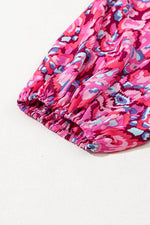 Load image into Gallery viewer, Pink Abstract Print Puff Sleeve V Neck High Waist Romper - Fashion Queen - 16