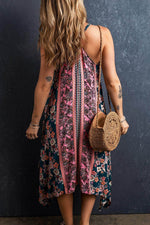 Load image into Gallery viewer, Pink Bohemian Floral Patchwork Print Long Sundress - Fashion Queen - 2