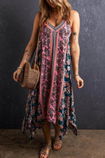 Load image into Gallery viewer, Pink Bohemian Floral Patchwork Print Long Sundress - Fashion Queen - 3