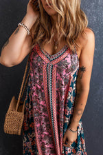 Load image into Gallery viewer, Pink Bohemian Floral Patchwork Print Long Sundress - Fashion Queen - 5