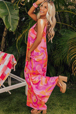 Load image into Gallery viewer, Pink Boho Abstract Print V Neck Wide Leg Jumpsuit - Fashion Queen - 2