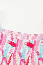 Load image into Gallery viewer, Pink Brush Stroke Printed Smocked Ruffle Tiered Dress - Fashion Queen - 9