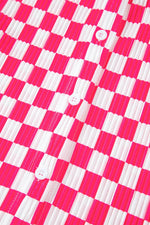 Load image into Gallery viewer, Pink Checkered Buttoned Shirt and High Waist Pants Pajama Set - Fashion Queen - 22