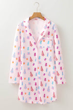 Load image into Gallery viewer, Pink Christmas Twinkle Tree Print Shirt Sleep Dress - Fashion Queen - 7