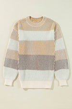 Load image into Gallery viewer, Pink Colorblock Textured Knit Bubble Sleeve Sweater - Fashion Queen - 14