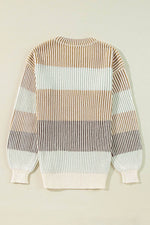 Load image into Gallery viewer, Pink Colorblock Textured Knit Bubble Sleeve Sweater - Fashion Queen - 15