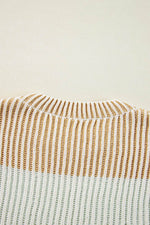 Load image into Gallery viewer, Pink Colorblock Textured Knit Bubble Sleeve Sweater - Fashion Queen - 17