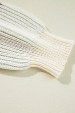 Load image into Gallery viewer, Pink Colorblock Textured Knit Bubble Sleeve Sweater - Fashion Queen - 19