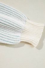 Load image into Gallery viewer, Pink Colorblock Textured Knit Bubble Sleeve Sweater - Fashion Queen - 27