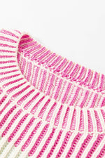Load image into Gallery viewer, Pink Colorblock Textured Knit Bubble Sleeve Sweater - Fashion Queen - 7