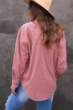 Load image into Gallery viewer, Pink Corduroy Button Pocket Shirt - Fashion Queen - 2