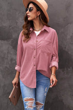 Load image into Gallery viewer, Pink Corduroy Button Pocket Shirt - Fashion Queen - 7