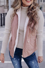 Load image into Gallery viewer, Pink Fleece Lined Quilted Vest Coats - Fashion Queen - 12