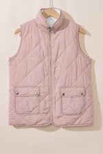 Load image into Gallery viewer, Pink Fleece Lined Quilted Vest Coats - Fashion Queen - 16