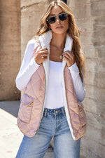 Load image into Gallery viewer, Pink Fleece Lined Quilted Vest Coats - Fashion Queen - 8