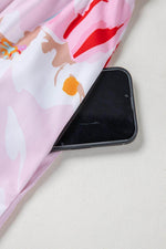 Load image into Gallery viewer, Pink Floral Print Knotted Shoulder Smocked Maxi Dress - Fashion Queen - 15