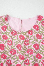 Load image into Gallery viewer, Pink Floral Print Puffy Cropped Tank and Mini Skirt Set - Fashion Queen - 6