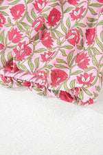 Load image into Gallery viewer, Pink Floral Print Puffy Cropped Tank and Mini Skirt Set - Fashion Queen - 8