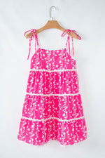 Load image into Gallery viewer, Pink Floral Print Ric Rac Patched Sleeveless Mini Dress - Fashion Queen -  11