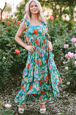 Load image into Gallery viewer, Pink Floral Print Sleeveless Ruffle Tiered Maxi Dress - Fashion Queen - 16
