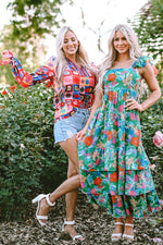 Load image into Gallery viewer, Pink Floral Print Sleeveless Ruffle Tiered Maxi Dress - Fashion Queen - 18