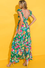 Load image into Gallery viewer, Pink Floral Print Sleeveless Ruffle Tiered Maxi Dress - Fashion Queen - 20