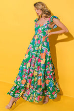Load image into Gallery viewer, Pink Floral Print Sleeveless Ruffle Tiered Maxi Dress - Fashion Queen - 22