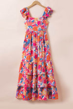 Load image into Gallery viewer, Pink Floral Print Sleeveless Ruffle Tiered Maxi Dress - Fashion Queen - 8