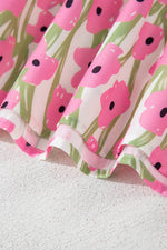 Load image into Gallery viewer, Pink Floral Print Square Neck Ruffled Strap Maxi Dress - Fashion Queen - 13