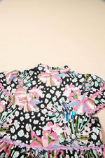 Load image into Gallery viewer, Pink Floral Ricrac Embellished Tiered Mini Dress - Fashion Queen - 16