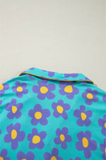 Load image into Gallery viewer, Pink Flower Print Long Sleeve Shirt Shorts Pajamas Set - Fashion Queen - 24