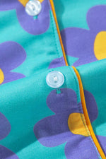 Load image into Gallery viewer, Pink Flower Print Long Sleeve Shirt Shorts Pajamas Set - Fashion Queen - 28