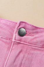 Load image into Gallery viewer, Pink Frayed Edge Mid Rise Denim Shorts - Fashion Queen - 9