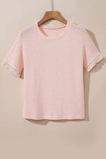 Load image into Gallery viewer, Pink Fringe Trim Textured Short Two Piece Set - Fashion Queen - 10