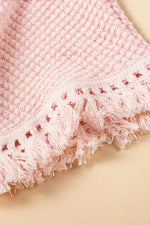 Load image into Gallery viewer, Pink Fringe Trim Textured Short Two Piece Set - Fashion Queen - 18