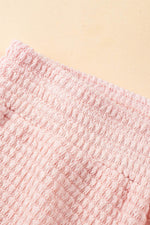 Load image into Gallery viewer, Pink Fringe Trim Textured Short Two Piece Set - Fashion Queen - 21