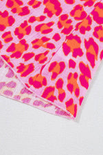 Load image into Gallery viewer, Pink Leopard Print Elasticated V Neck 3/4 Puff Sleeve Dress - Fashion Queen - 20