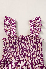 Load image into Gallery viewer, Pink Leopard Ruffle Straps Smocked High Waist Long Dress - Fashion Queen - 16